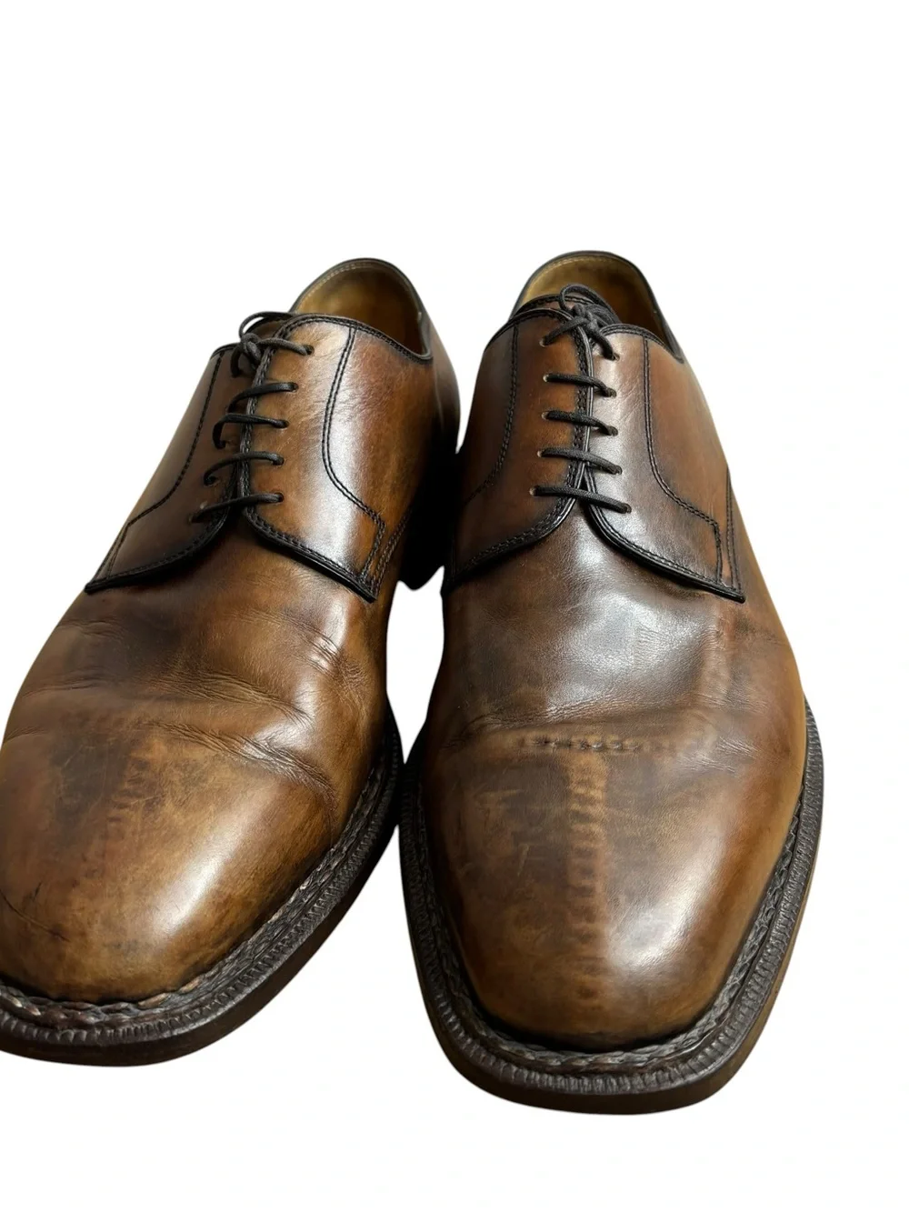 Sutor Mantellassi Brown Leather Dress Shoes Derby Oxford Mens US Size size 11.5